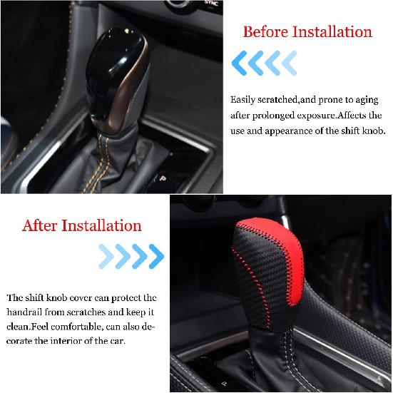 Genuine Leather Car Shift Knobs Cover for Subaru Crosstrek XV Forester 2018-2023/Impreza 2017-2023 Interior Accessories Protective Cover(Carbon Fibre