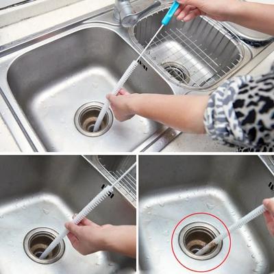 48/71cm Drain Clog Cleaning Brush Drain Snake Brush Pipe Dredging Brush Sink Drain Brush Bendable Flexible Cleaning Tools