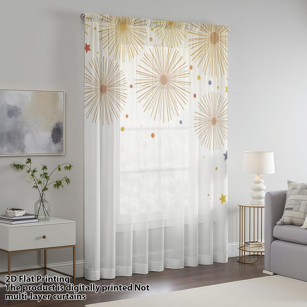 Vintage Firework Style One Piece Starlight Window Curtain Living Room Bedroom Freshen Up Decorative Film Polyester Perfect For Great