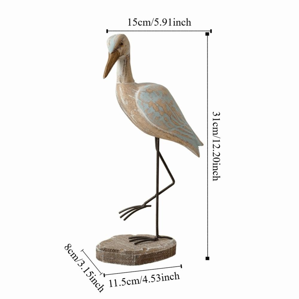 Vintage Sea Bird Figurine Handcrafted Nautical Statue Long-legged Bird Ornament  Office Desktop