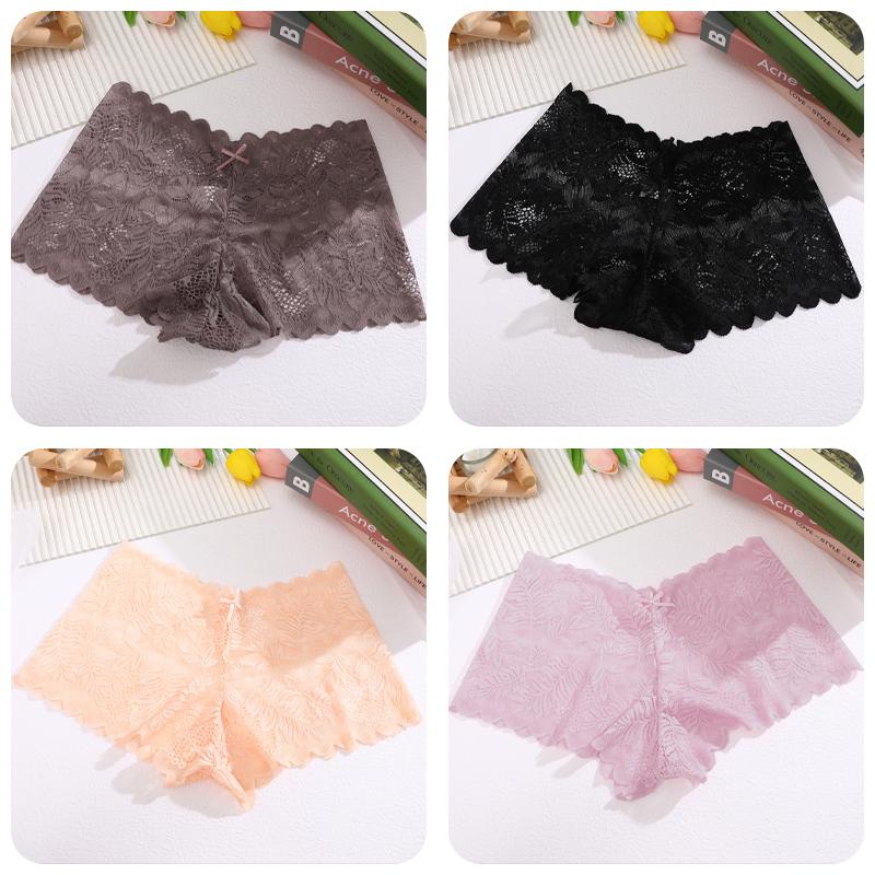 

4 шт./компл. женские кружевные трусики-боксеры с вырезом, нижнее белье, сексуальные трусики с цветочным принтом, женское нижнее белье с низкой талией, боксерские шорты XL&4pcs