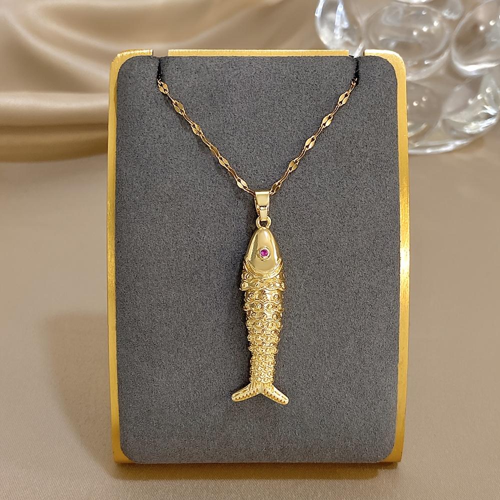 Collar Colgante de Acero Inoxidable de Pez Dorado Individual - Perfecto para Fiestas Temáticas de Playa y Regalos de Lujo