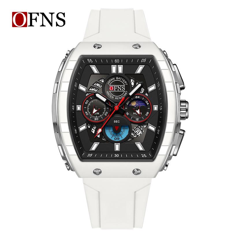 OFNS Men s Waterproof Quartz Chronograph Watch - Luminous, Multifunctional, with Calendar, Six-Hand Display for Outdoor Sports