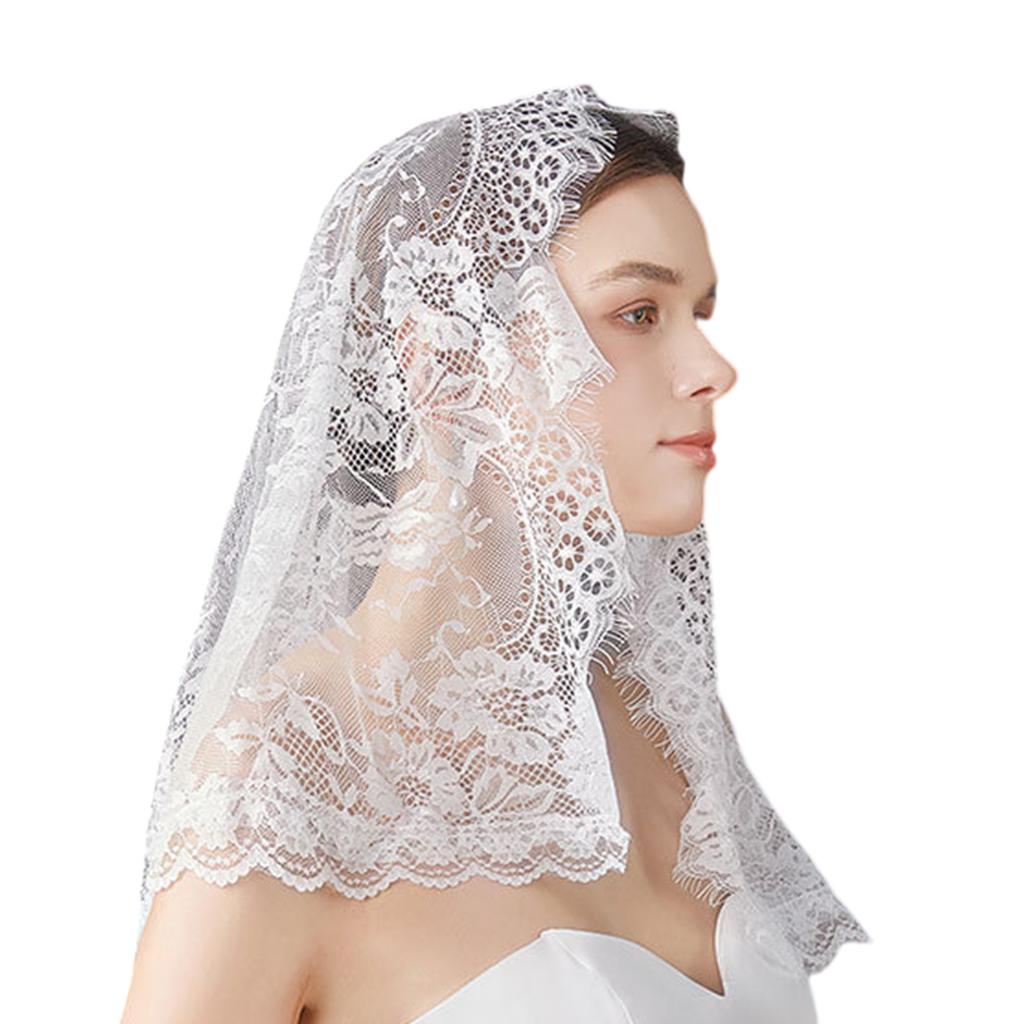 Lace Church Head Veil Latin Mass Head Scarf Head Covering Bridal Shower Headwrap for Religious Event and Party Gathering
