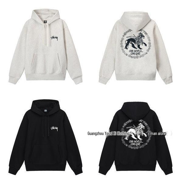 Studijní stahovací pánská mikina s kapucí West Maoquan - Vysoce kvalitní těžký bavlněný svetr 700 g, Pár styl