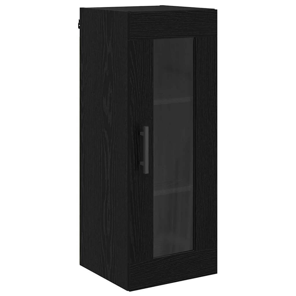 Wall Mounted Cabinet Black Oak Effect 34.5 x 34 x 90 cm