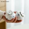 Creativity Persimmon Ceramic Tea Caddy Hand-painted Butterfly Orchid Tea Jar Portable Sealed Tea Boxes Container Storage Tank