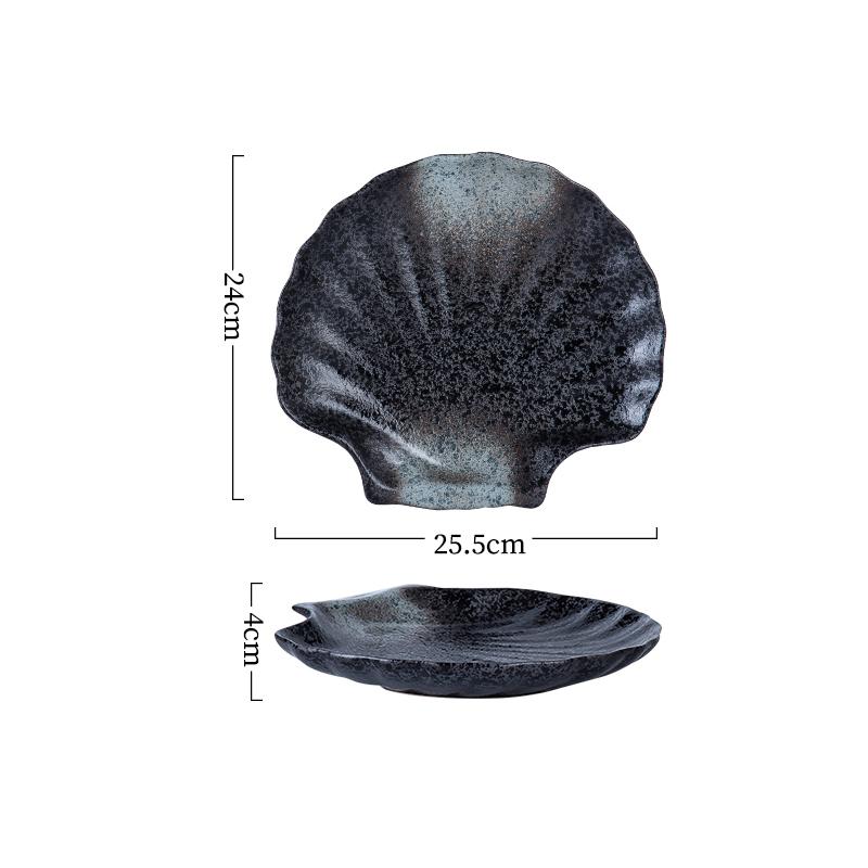 Vintage Ceramic Shell Shaped Plate Barbecue Plate Sushi Plate Dessert Snack Plates Pasta Plates Restaurant Creative Tableware