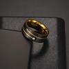 8MM Two-Tone Black & Gold Diamond Inlaid Titanium Steel Unisex Ring (2024)