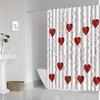 Red Heart Shower Curtain White Background Love Design Romantic Bathroom Decor Waterproof Printed Bath Curtain Home Fashion