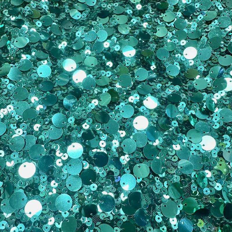 Diy Wedding Dress Decorative Sequined Fabric Mesh Embroidery 3+12mm Beaded Round Flat PET Film Sequin Costume Sewing Lace Fabric