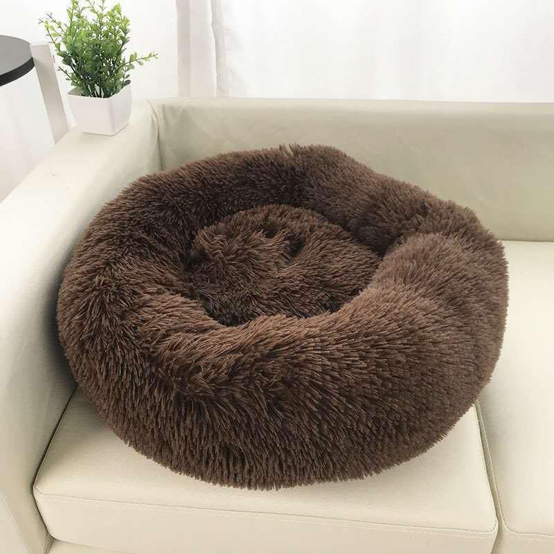 Soft Plush Round Pet Bed Dogs Cats Washable Cozy Nesting Cushion In Multiple Colors Sizes