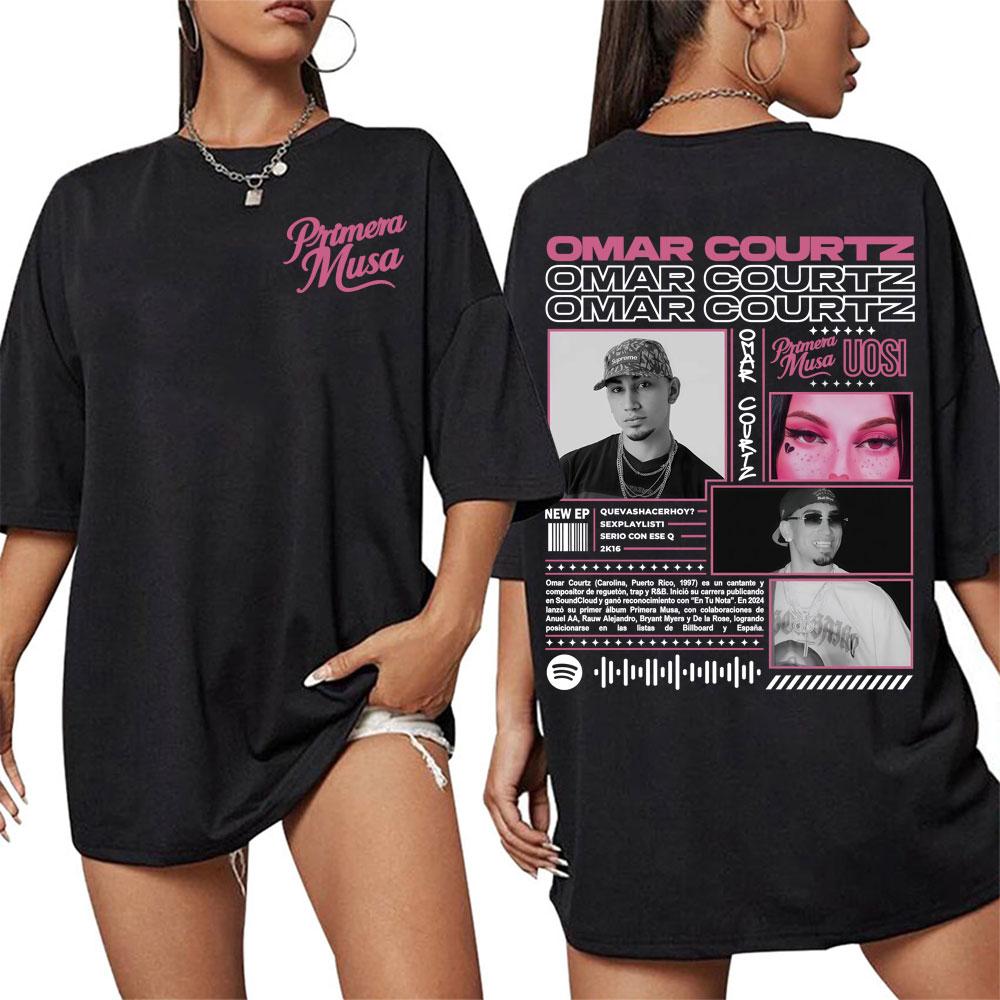 Omar Courtz Primera Musa Album Tour Merch T-Shirt, Men's, Harajuku Hip Hop Punk T-Shirt Oversized Men's Cotton T-Shirt