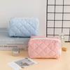 Solid Color Plaid Makeup Bag Travel Cosmetic Pouch Large Soft Cosmetic Organizer Pouch, Zipper Make Up Organizer Toiletry Bags
