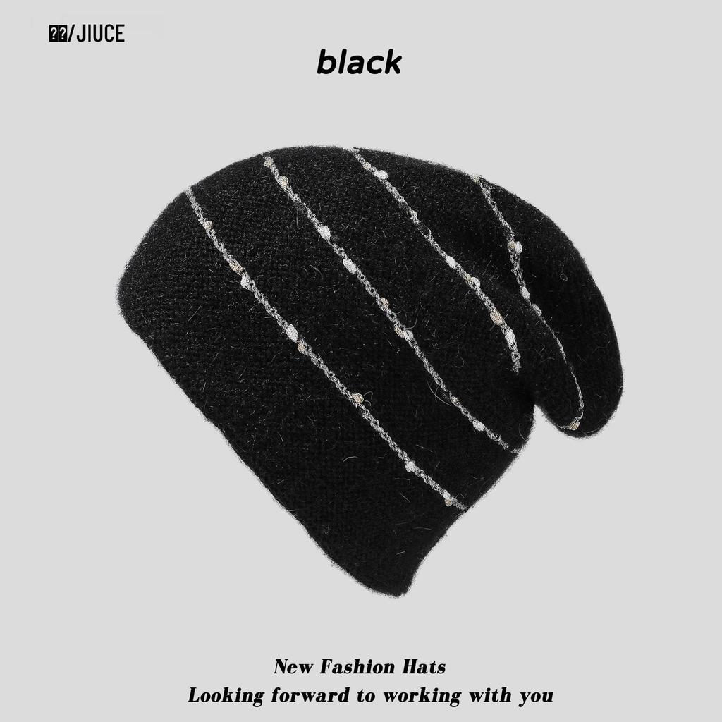 Women's Rabbit Fur Slouchy Hat with Ear Protection - Knitted Jumper Yarn, Plus Velvet, Autumn/Winter Style for Outdoor Warmth
