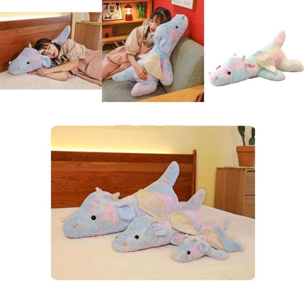 Popular Cartoon Style Tie-dye Dragon Plush Toy Pillow Wholesale Perfect Birthday Gift