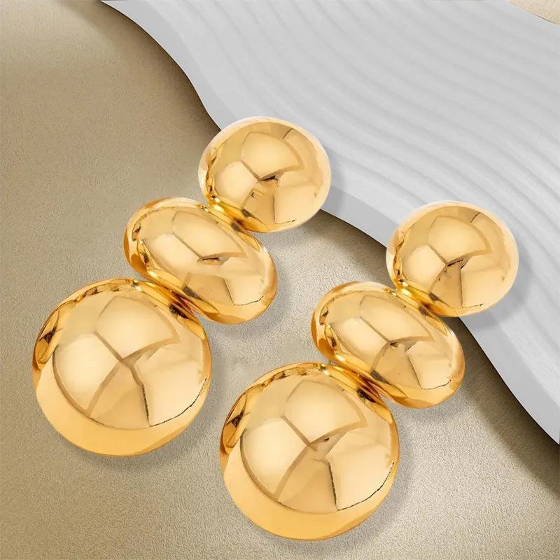 Atmospheric Earrings, Metal Smooth Geometric Round Earrings, Light Luxury and High-end Women's Temperament Earrings