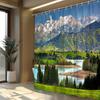 1pc Alpine Landscape with Turquoise Lake Photo Shower Curtain, Snow Capped Mountains Valley Lake Decorative Shower Curtain