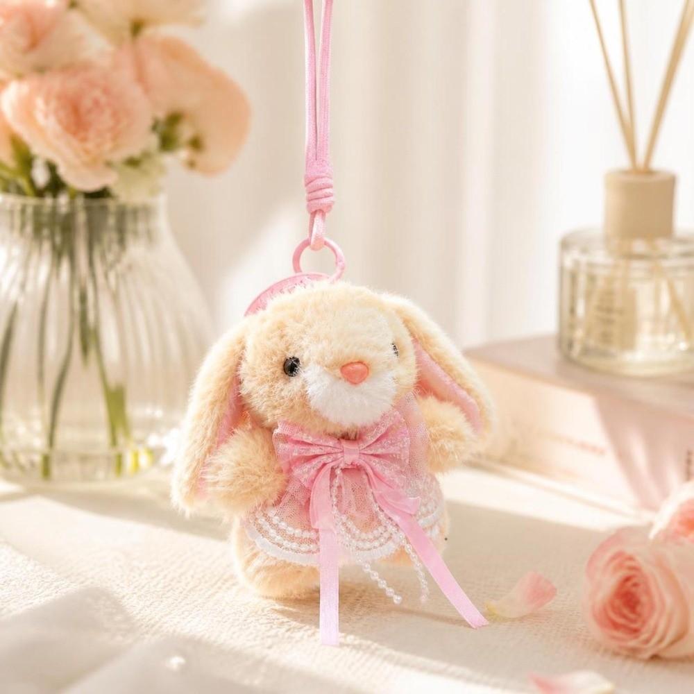 Kawaii Bunny Doll Pendant Ornaments Car Key Ring Key Ring Rabbit Plush Toy Keychain Pendant