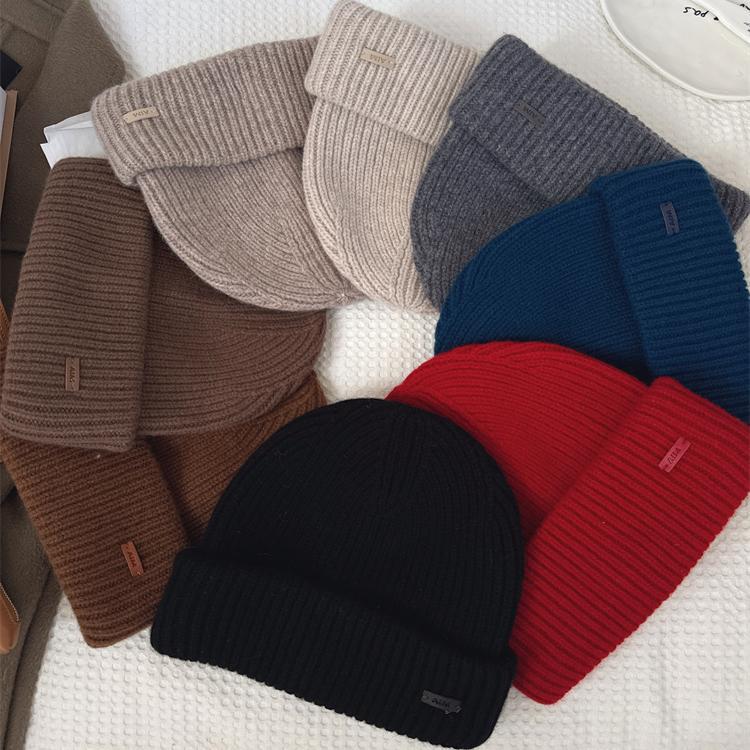 Simple and Versatile Solid Color Wool Hat Autumn and Winter Warm Woolen Hat Knitted Hat for Men and Women