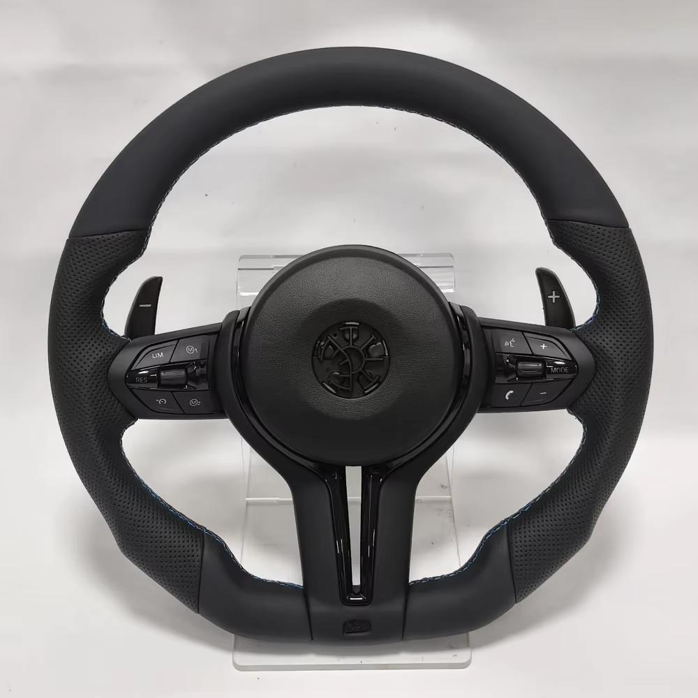 Black Chrome Sport Leather Steering Wheel For BMW F30 F36 F20 F23 F22 M3 F80 X1 F48 F10 F07 F01 M5 E84 E87 E90 E70 BMW Car Accessory