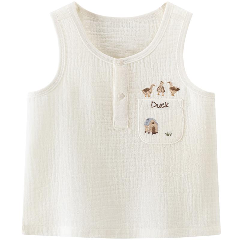 Guai Qi Xiong Unisex Cartoon Cotton Gauze Baby Vest 100