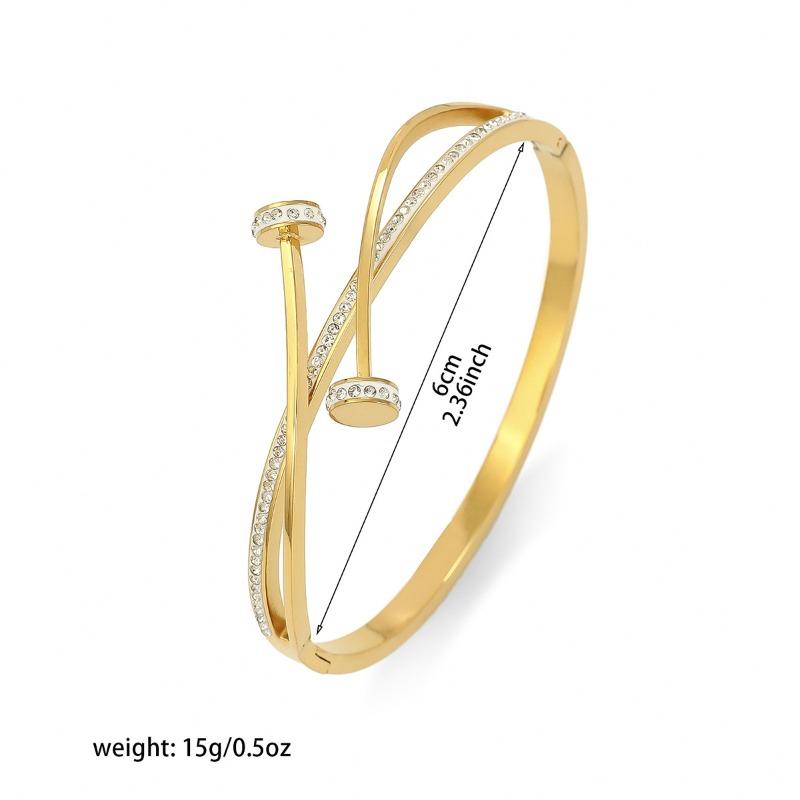 Bracelet pour femmes nouvelle arrivée bracelet ongle français transfrontalier bracelet en acier titane incrusté de diamants