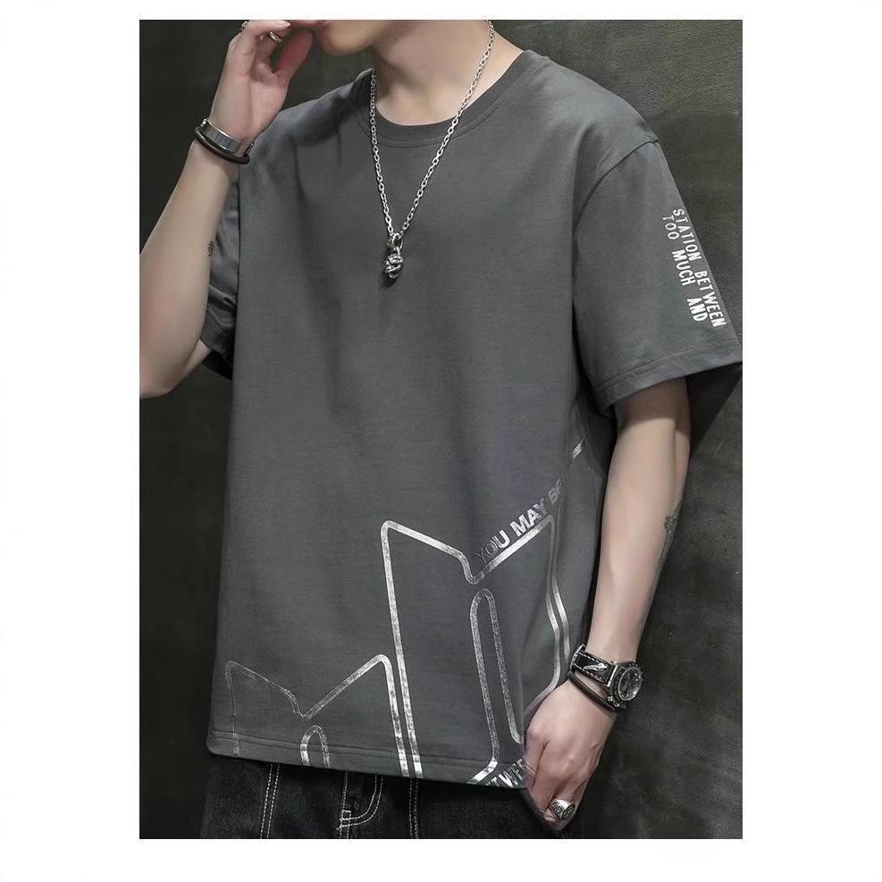 Pánské trendy letní tričko s krátkým rukávem ve volném střihu v korejském stylu