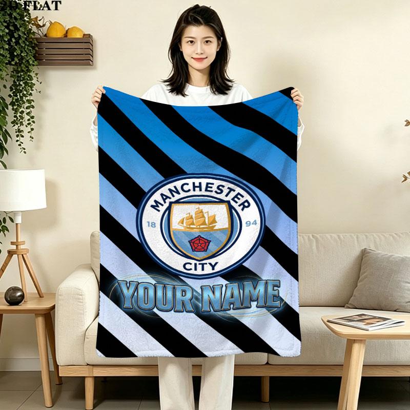 Vlastní deka Manchester City, Vysoká kvalita, Pohodlná pro všechna roční období, Domácí dekorace, Teplo a pohodlí