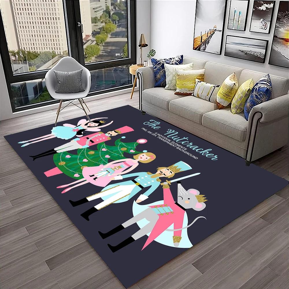 3D Nutcracker Christmas Tree Cartoon Carpet Rug for Home Living Room Bedroom Sofa Playroom Doormat Decor,kids Non-slip Floor Mat