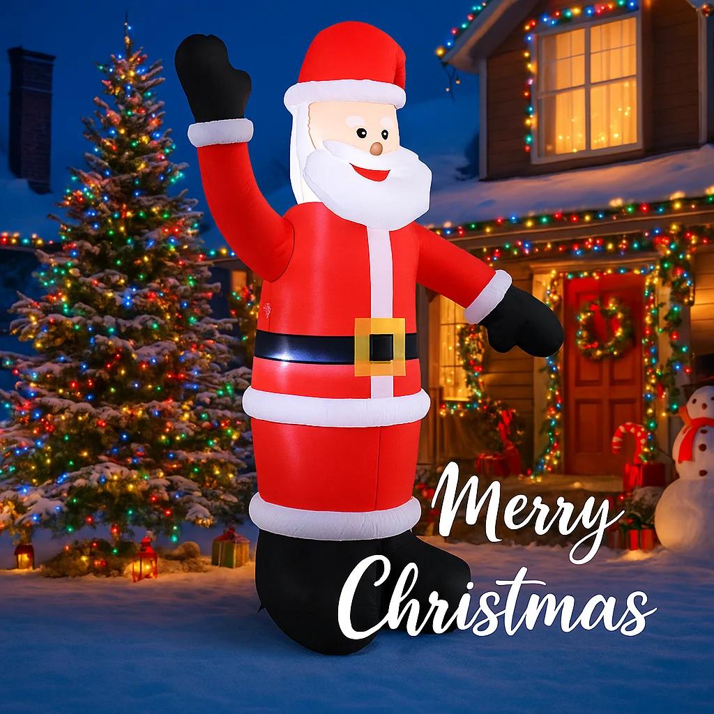 5.9FT Christmas Holiday Inflatable Yard Decor Classic Santa Claus Waving Arm LED Suitable Christma Toy Supplies Home Decor Gifts