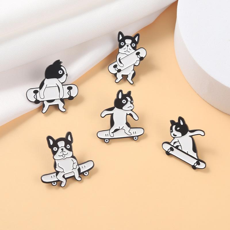 Shar Pei Dog Skiing Enamel Pins Stamps Suitcase Air Balloon Alloy Brooch Badge Fashion Jewelry Gift