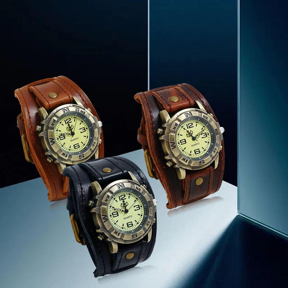 Cowhide Strap Cowhide Bracelet Watch Black Brown Watch Bracelet Leather Strap Watch Casual