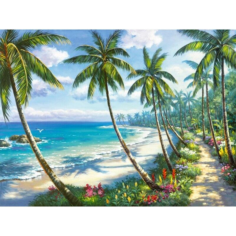 New 5D DIY Diamond Painting Scenery Diamond Embroidery Sea View Cross Stitch Full Round Drill Home Decor Manual Art Gift