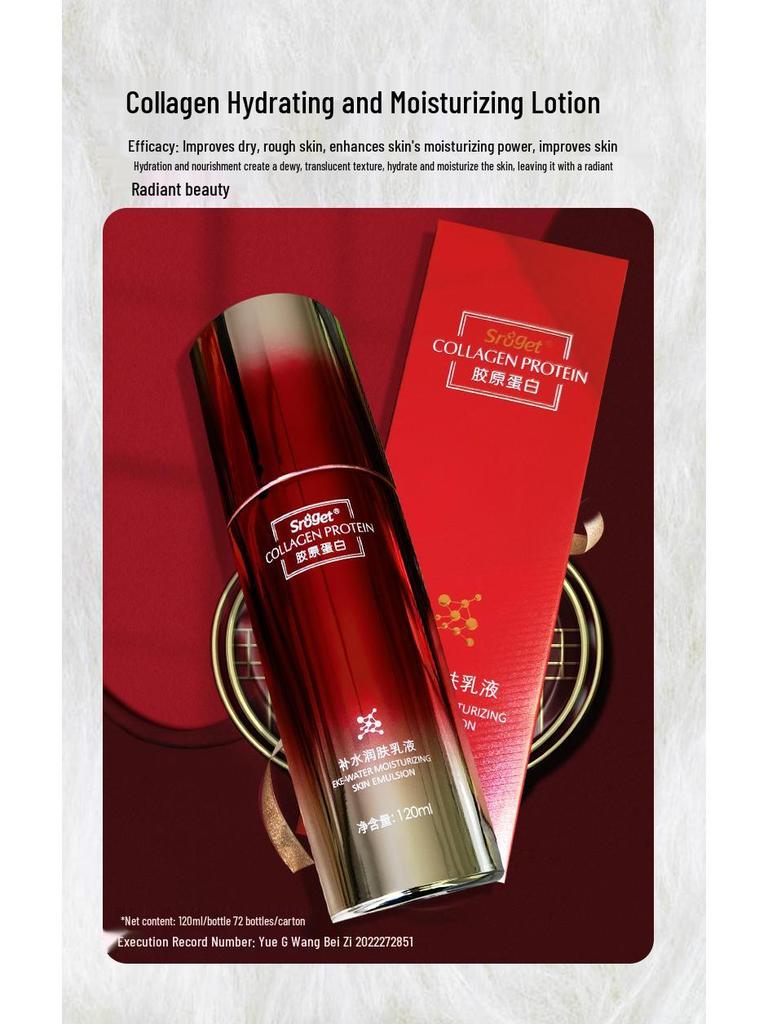 Sroget Ensemble de Soins Raffermissant Anti-Rides au Collagène: Lotion Hydratante, Émulsion et Crème.