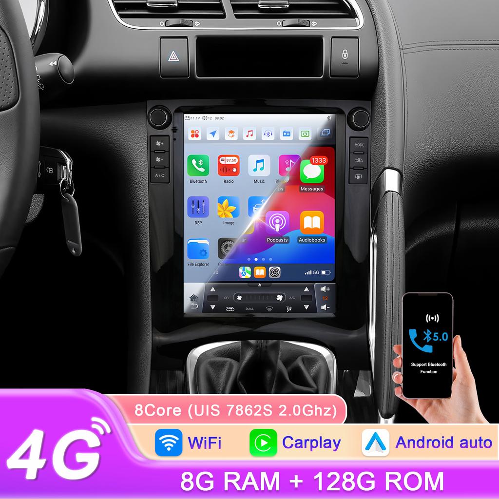 Hizpo Intelligent Screen Car Radio for Peugeot 3008 2010-2017 Android Stereo Receiver Auto Audio Multimedia Player WIFI 4G Carplay GPS Navigation