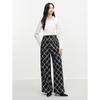 JUZUI Retro Plaid Wide-Leg Casual Pants