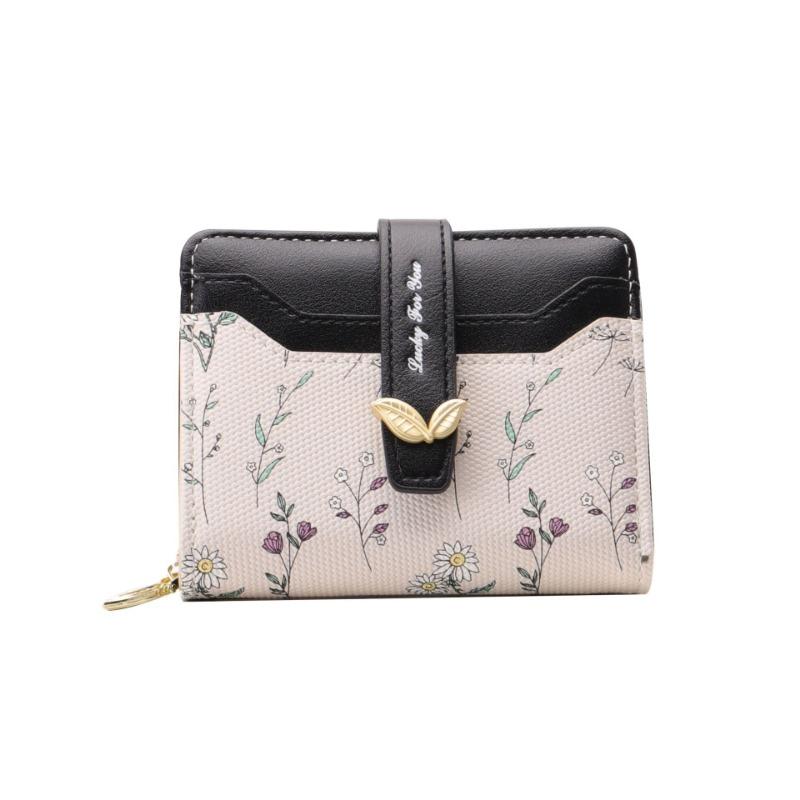 Multifunctional flower wallet women's short thin and compact zipper change bag new women's wallet card bag
