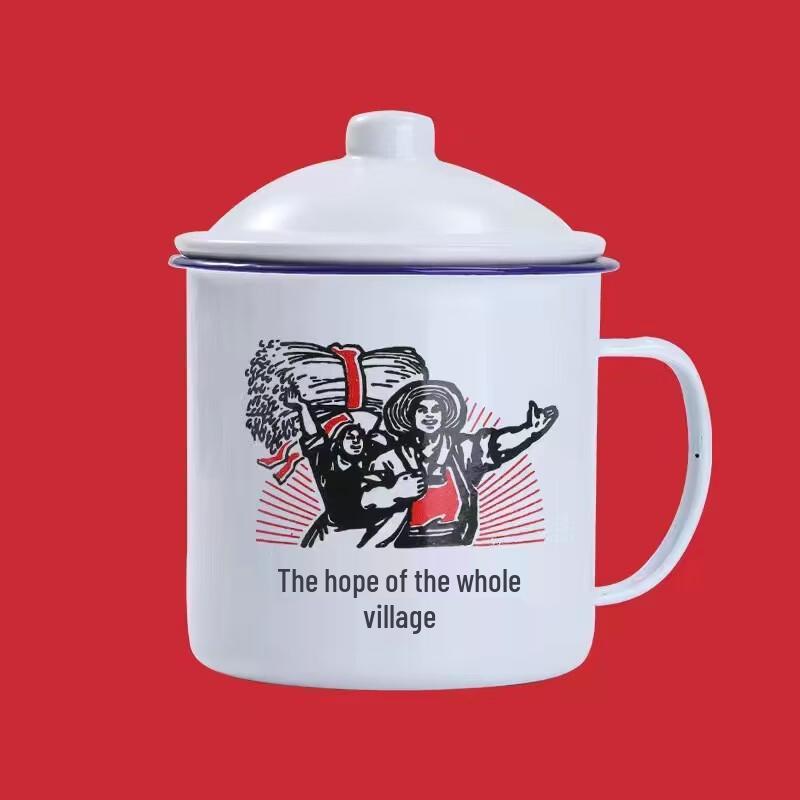 

OLOEY Double-Layer Thickened Enamel Mug with Lid