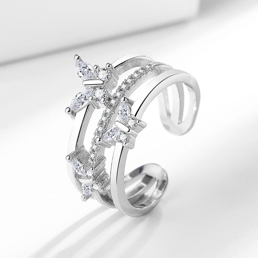 

Легкое роскошное двухслойное кольцо-бабочка с супер-вспышкой циркония на указательный палец, модное обручальное кольцо, ювелирное кольцо на руку феи