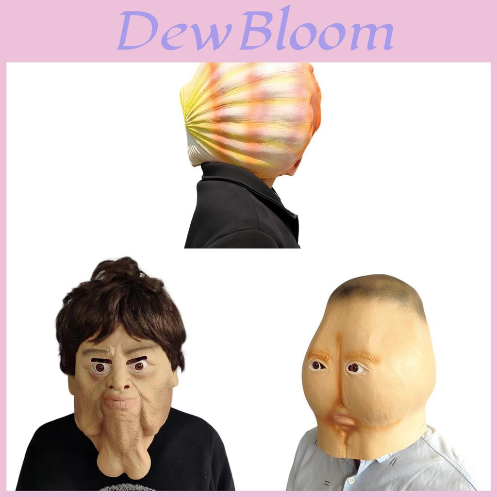 Halloween Latex Funny Face Mask With Double Chin Shell Design For Costume Parties