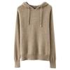 Camel Hooded Sweater Solid Color Pullover Knit Hoodie Drawstring Loose Fit Casual Top