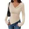 Women's Long Sleeve V-Neck Shirts Slim Fit Going Out Tops Blouses Fall Outfits Fashion Clothes