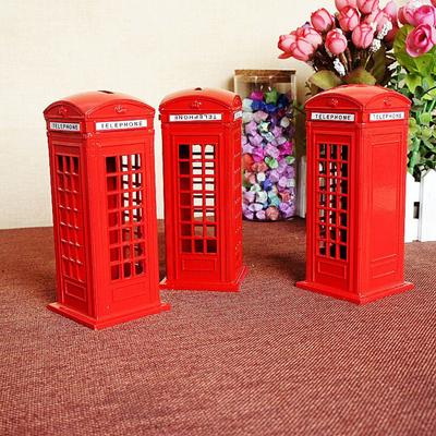 Red Vintage London Telephone-Booth Money Saving Box Multifunctional Money Bank For Storage Coin Money