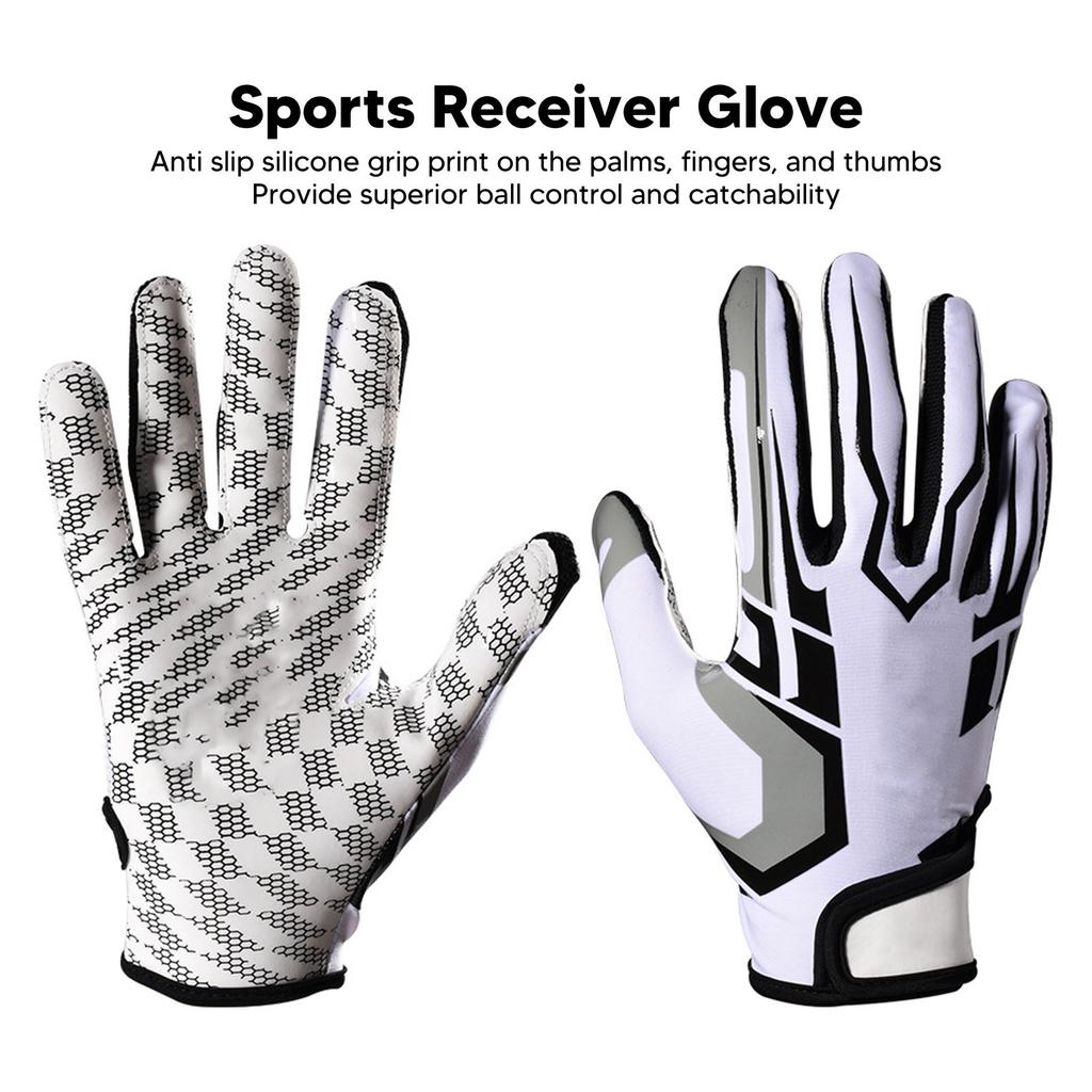 White Foot  Gloves Anti Slip Silicone Grip Sports Receiver Glove Brthable   Wrist Strap for Sport