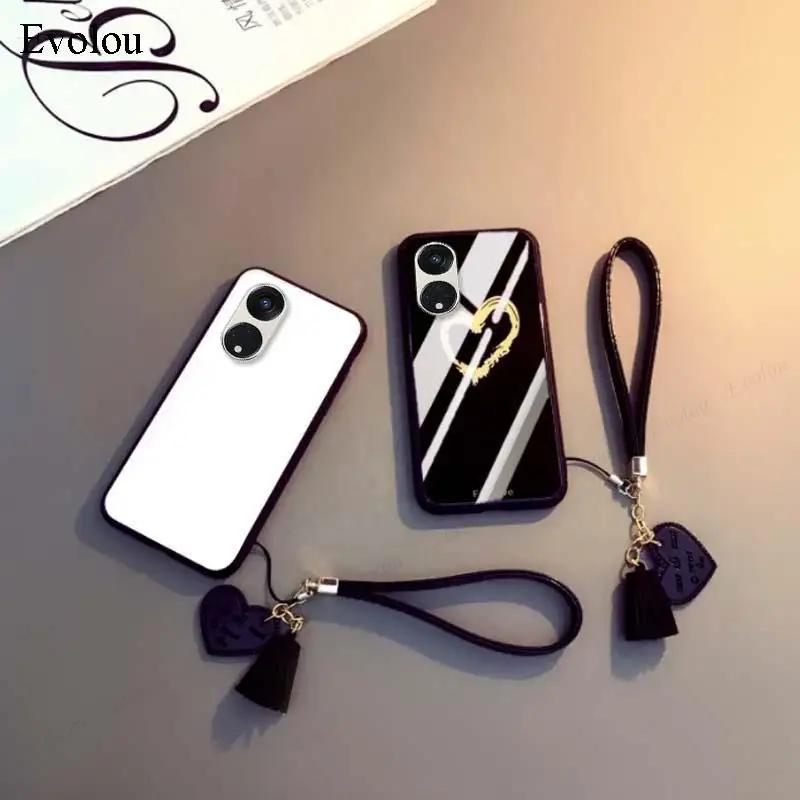 For Honor 600 Lite Tempered Glass Hard Protection Phone Case For Honor 500 Smart Love Heart Pattern Shockproof Back Cover
