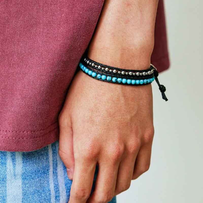 KND Double Wrap Turquoise Beads Bracelet