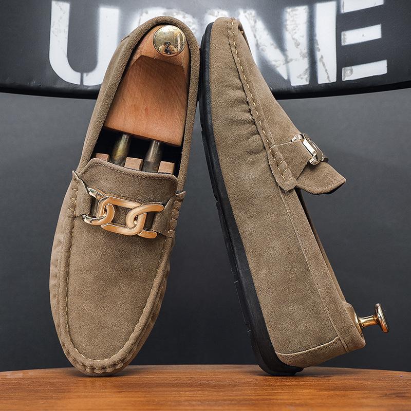 

Туфли Doudou мужские новые осенние матовые из замши ленивые на одной педали маленькие кожаные туфли лоферы для вождения мужские 44