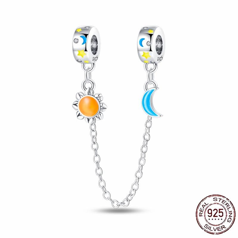 Stříbrný Křišťálový Pavé Bezpečnostní Řetízek Pevný Klip Pramen Přívěsek Vhodný pro Ženy Náramek Stříbrné Šperky Párty Narozeninový Dárek