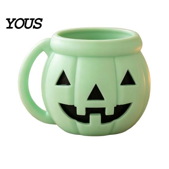Funny Pumpkin Kitchen Organizer Halloween Ice Cream Cup with Spoon, Keeps Hands Warm Dessert Holder Cup, PLA Creative Sleeve for Home Party